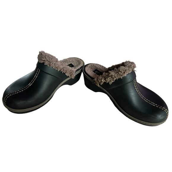 Crocs Women's Size 7 Brown Cobbler Eva Faux Fur Lined Clogs Mules Shoes EUC - Picture 2 of 13